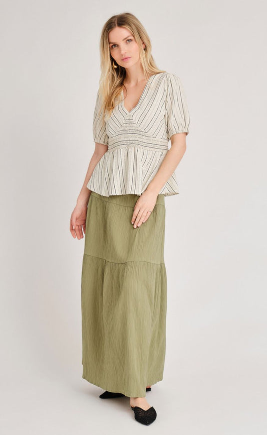 A-View Bluse - Lassie - Off White/Black Stripe - allostudios