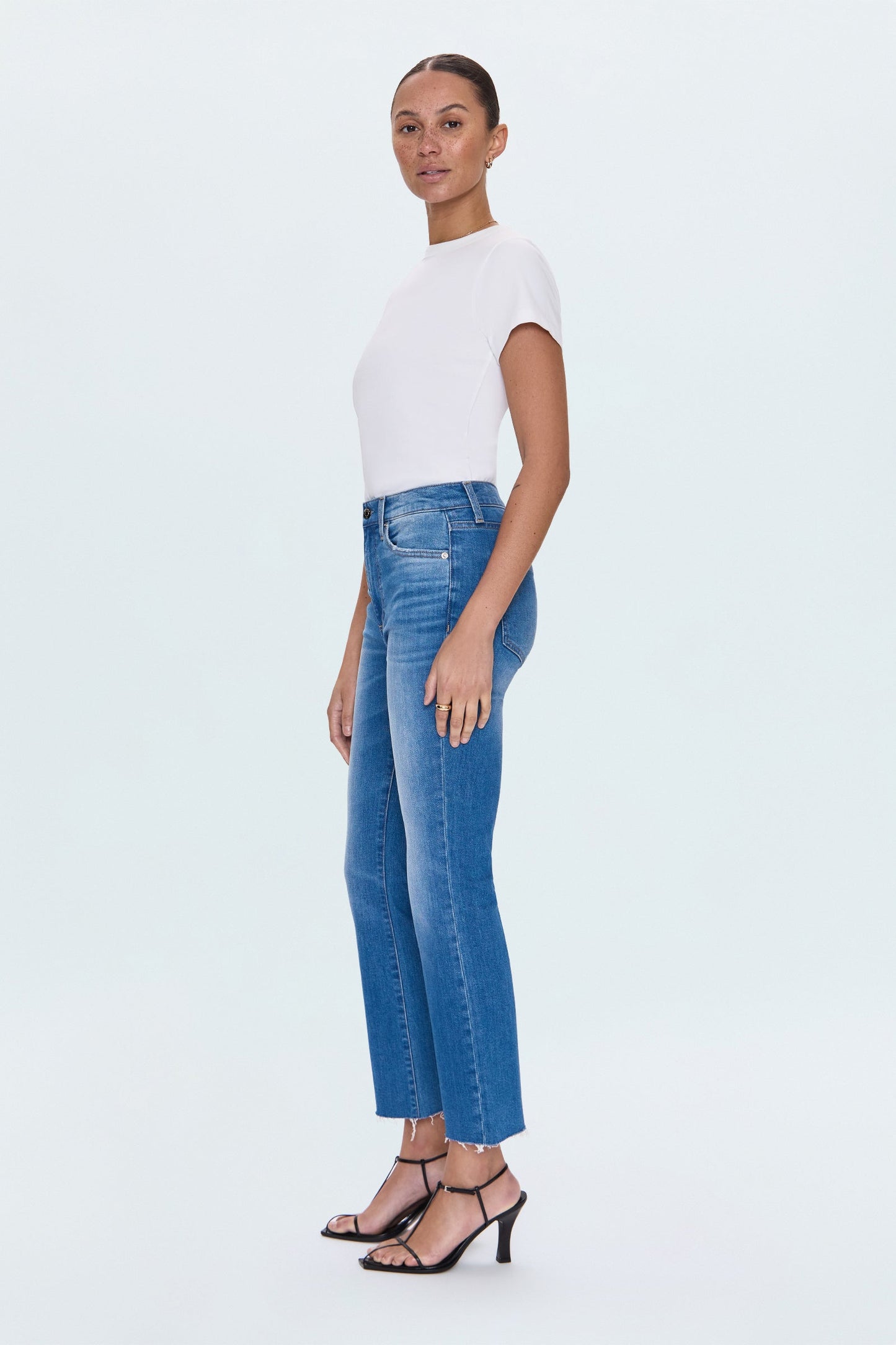 Allostudios Lennon Højtaljede Croppede Bootcut Jeans - Mellemblå Vintage