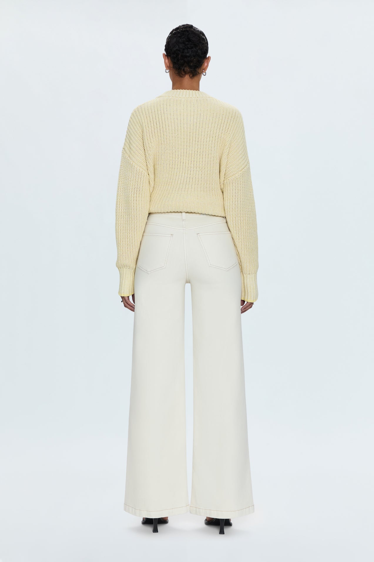 Allostudios – Lana Højtaljede Ultra Wide Leg Jeans - Naturhvid