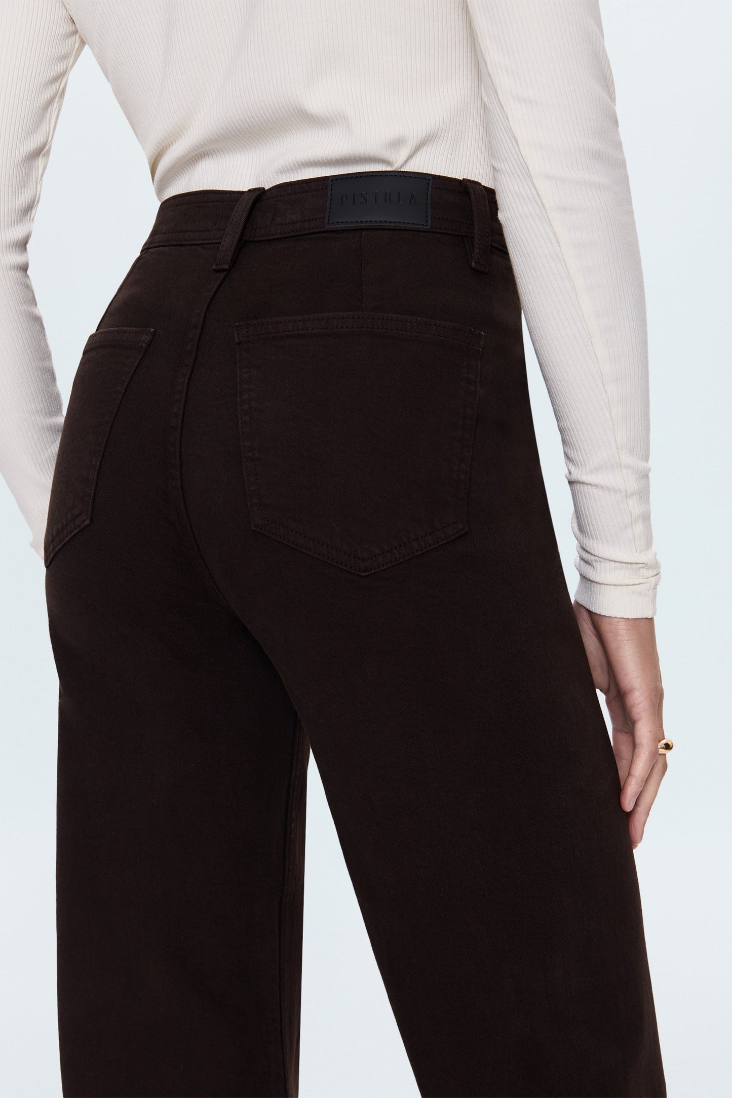 Allostudios – Penny Højtaljede Wide Leg Jeans - Dyb Sort Brun Denim