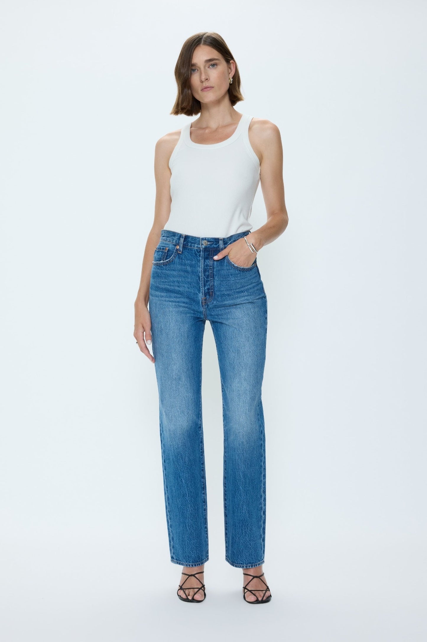Allostudios – Cassie Super Højtaljede Straight Jeans - Mørkeblå
