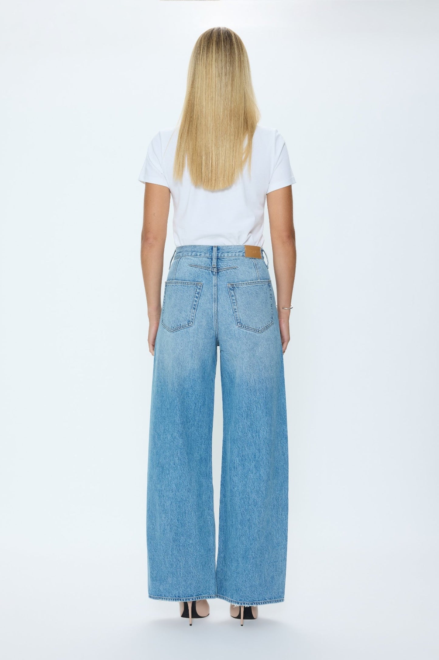 Allostudios – Sydney Højtaljede Bowed Wide Leg Jeans - Lyseblå