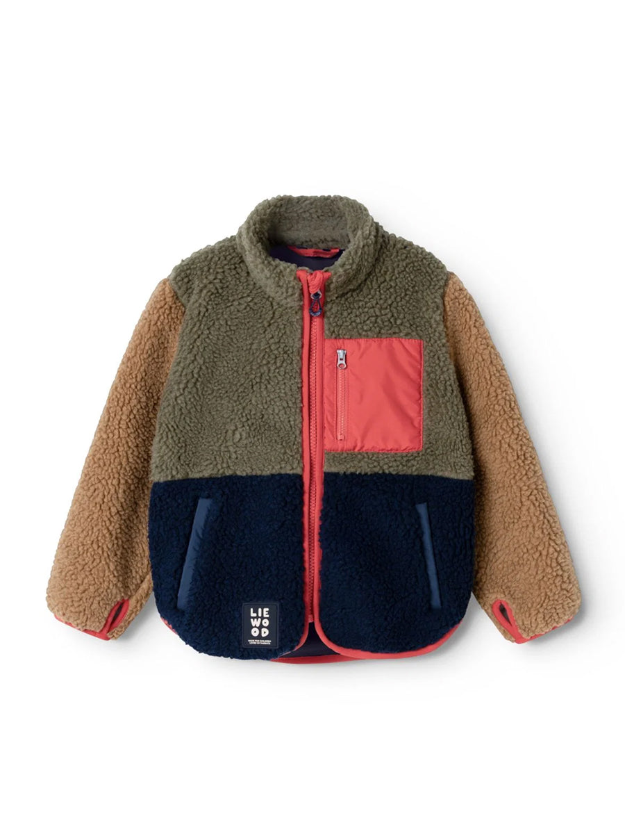 Fleece jakke fra Liewood - Army brown multi mix