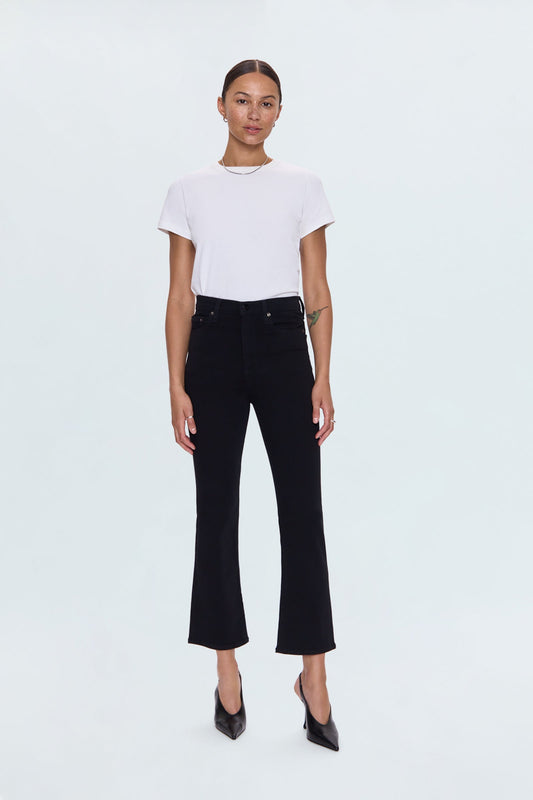 Allostudios – Lennon Højtaljede Cropped Bootcut Jeans - Sort Denim