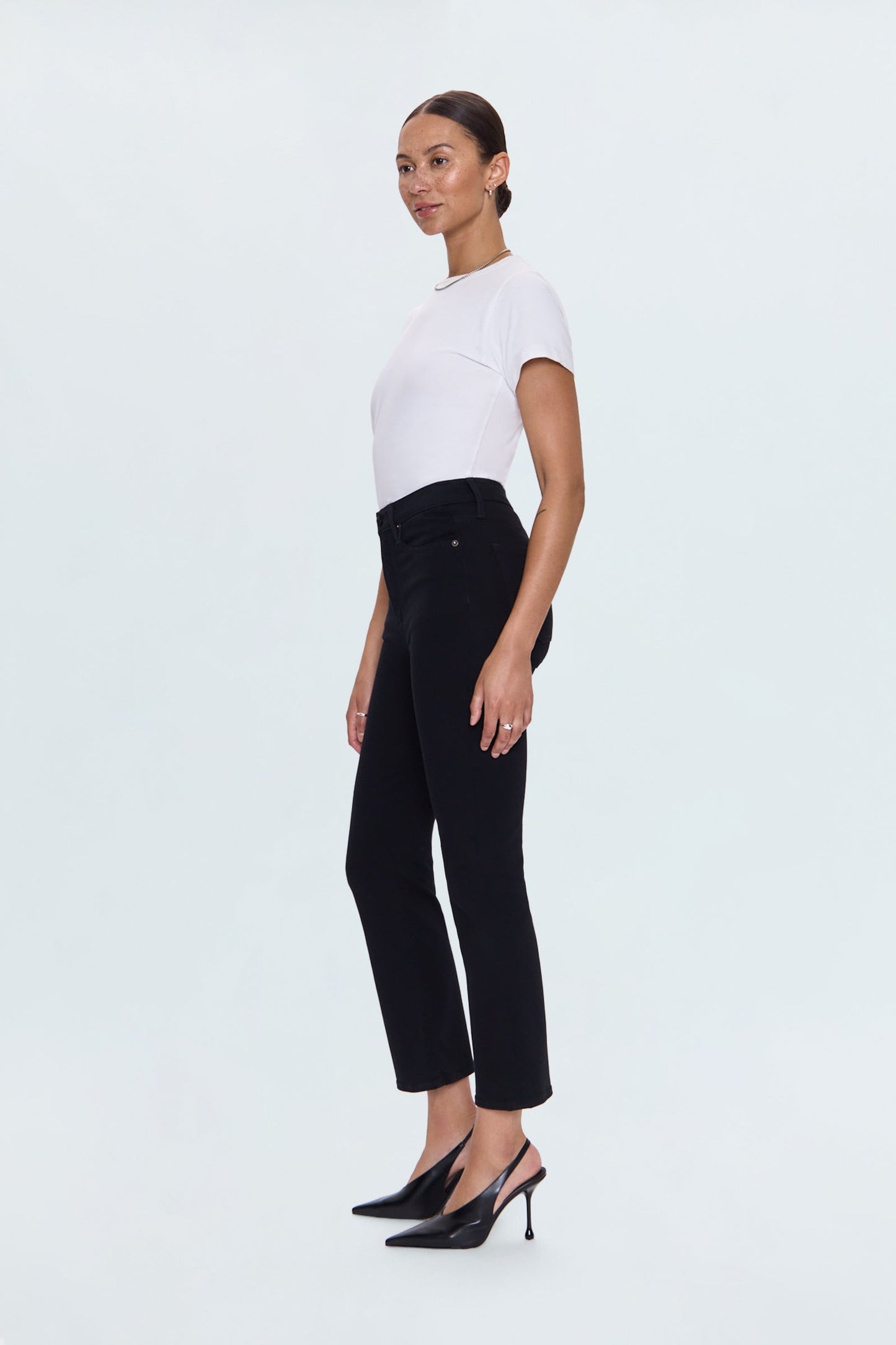 Allostudios – Lennon Højtaljede Cropped Bootcut Jeans - Sort Denim