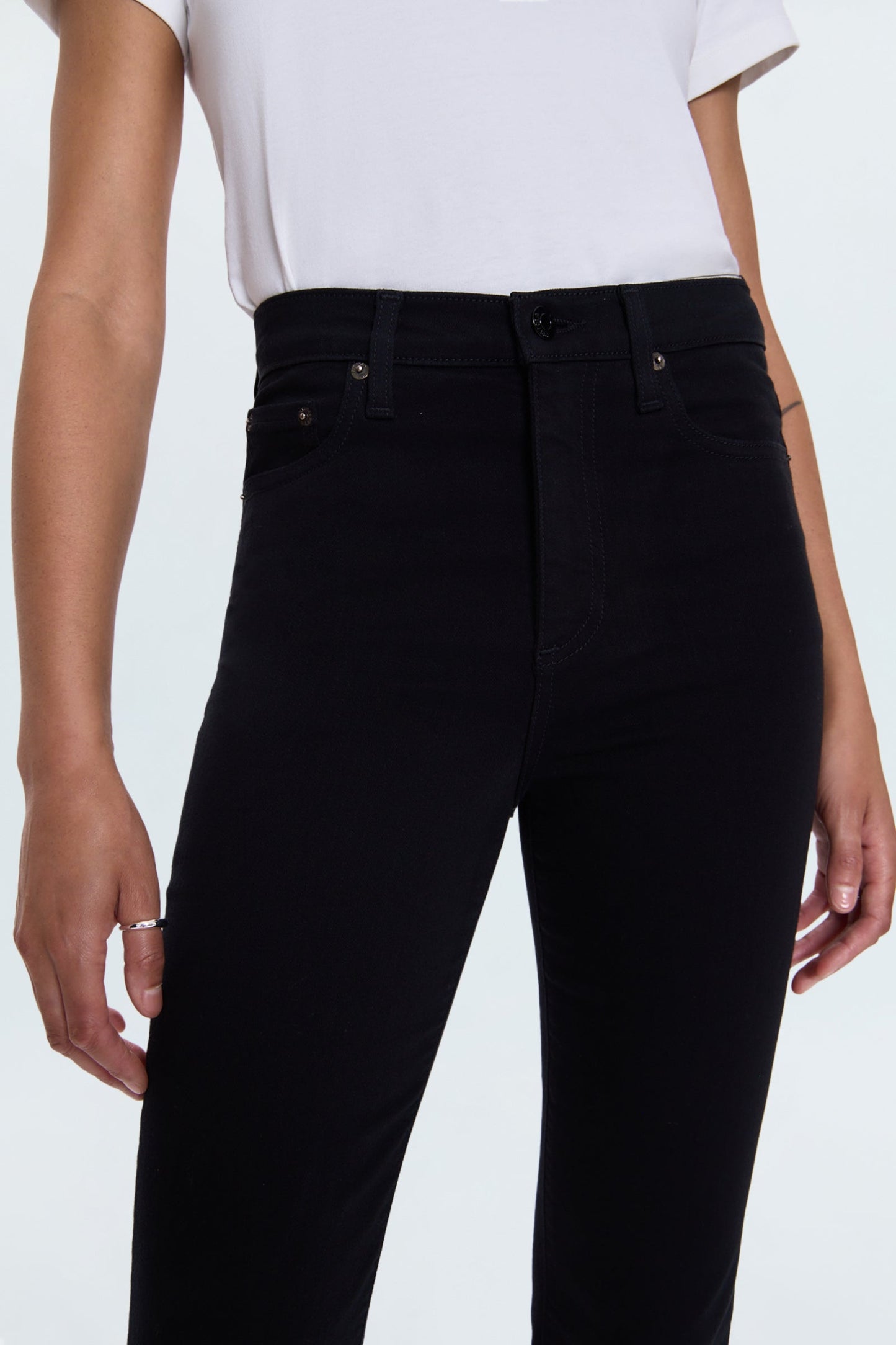 Allostudios – Lennon Højtaljede Cropped Bootcut Jeans - Sort Denim
