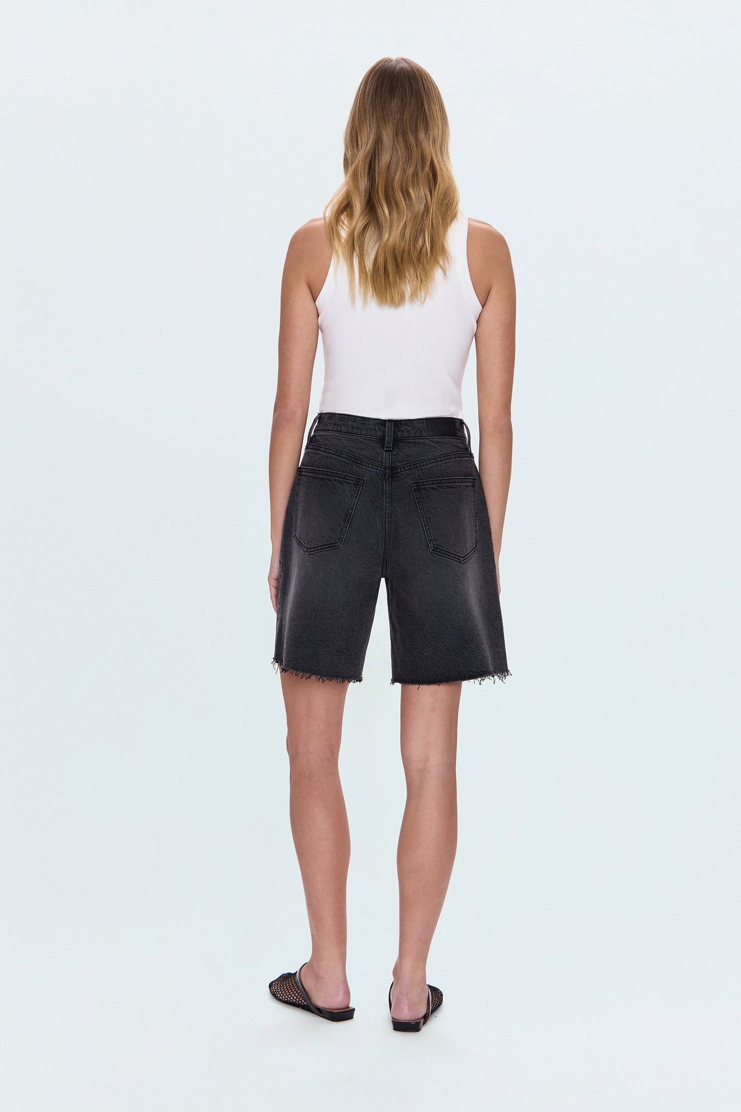 Allostudios – Kaylee Højtaljede Pinched Loose Shorts - Black Denim
