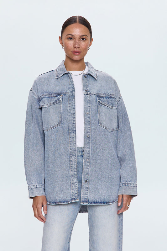 Allostudios – Mandy Oversized Shacket - Lyseblå Denim
