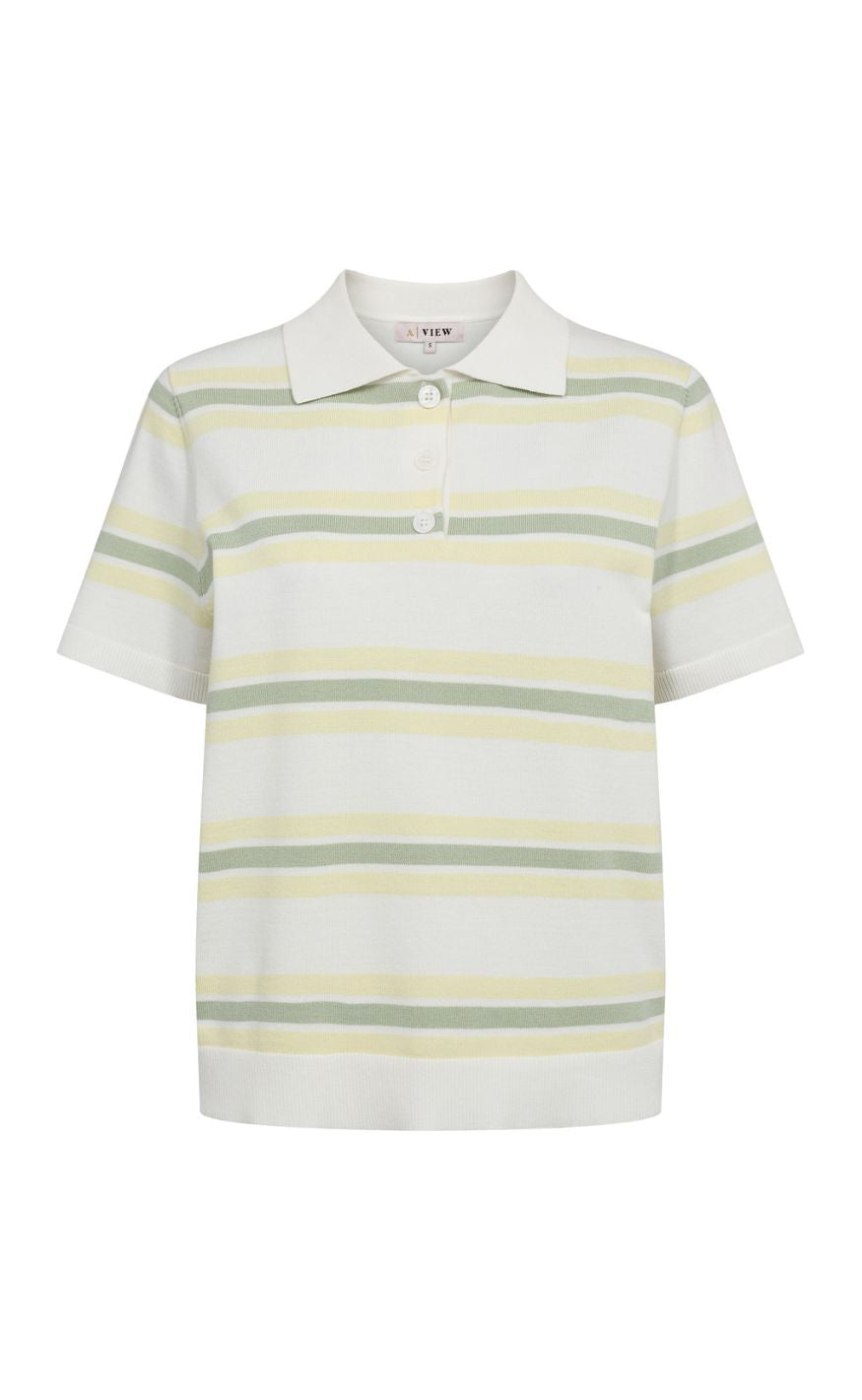 A-View Bluse - Polo Stripe - White/Yello - allostudios
