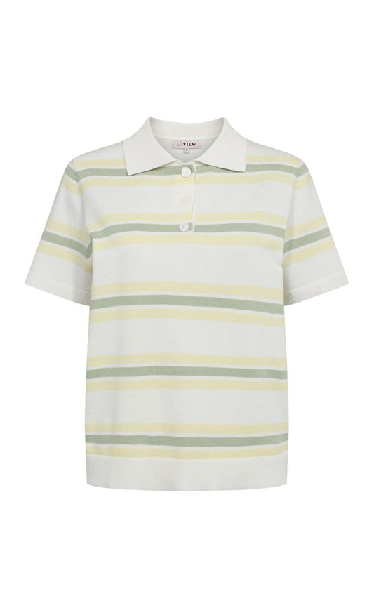 A-View Bluse - Polo Stripe - White/Yello - allostudios