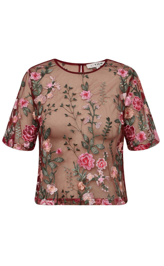A-View Bluse - Fuschia - Bordeaux/Rose - allostudios