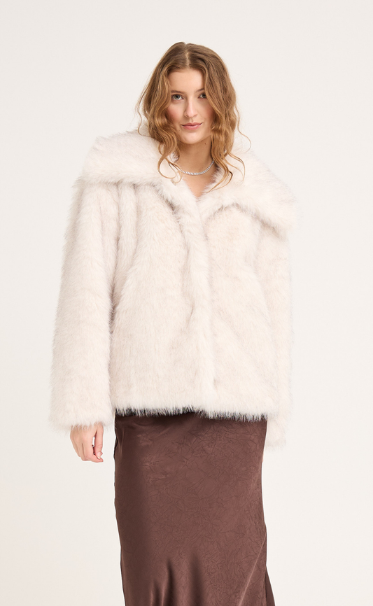 A-View Jakke - Fur - White/Black - allostudios