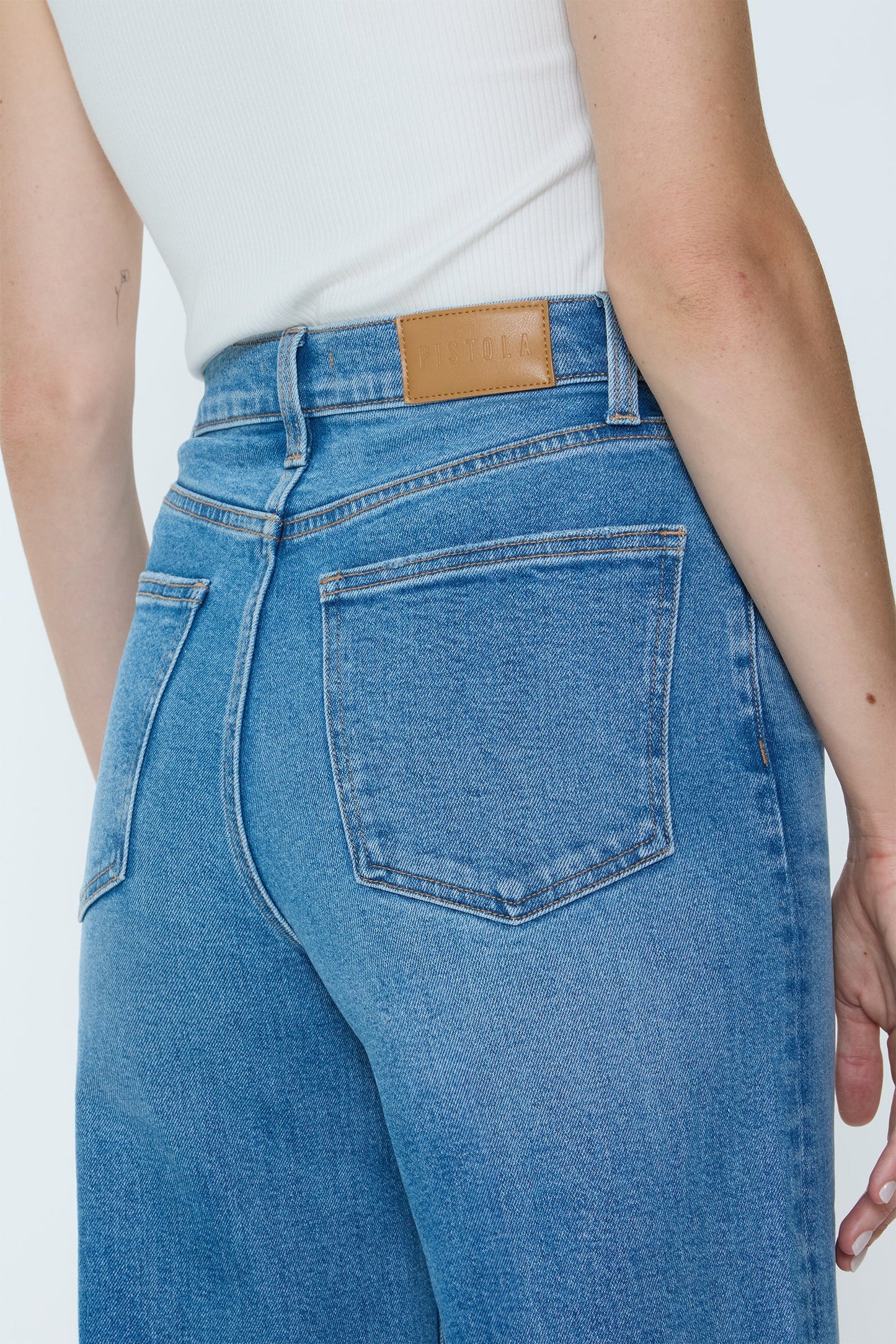Allostudios Lana Crop High Rise Ultra Wide Leg Jeans - Havblå