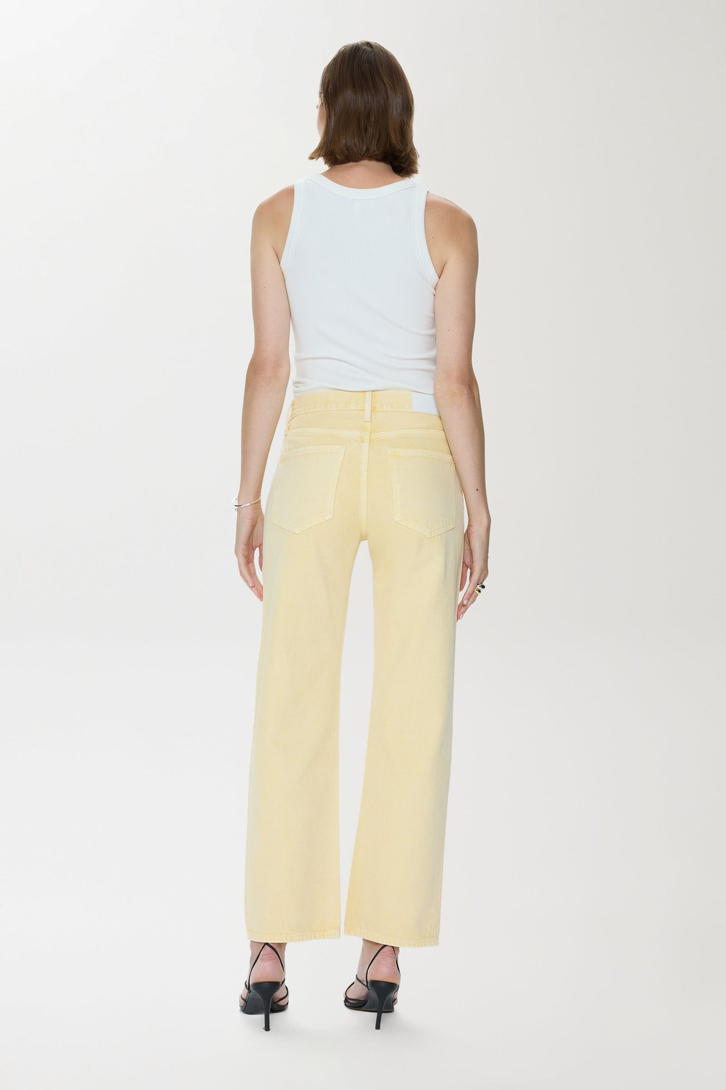 Allostudios – Lexi Mid Rise Bowed Straight Jeans - Lys Beige