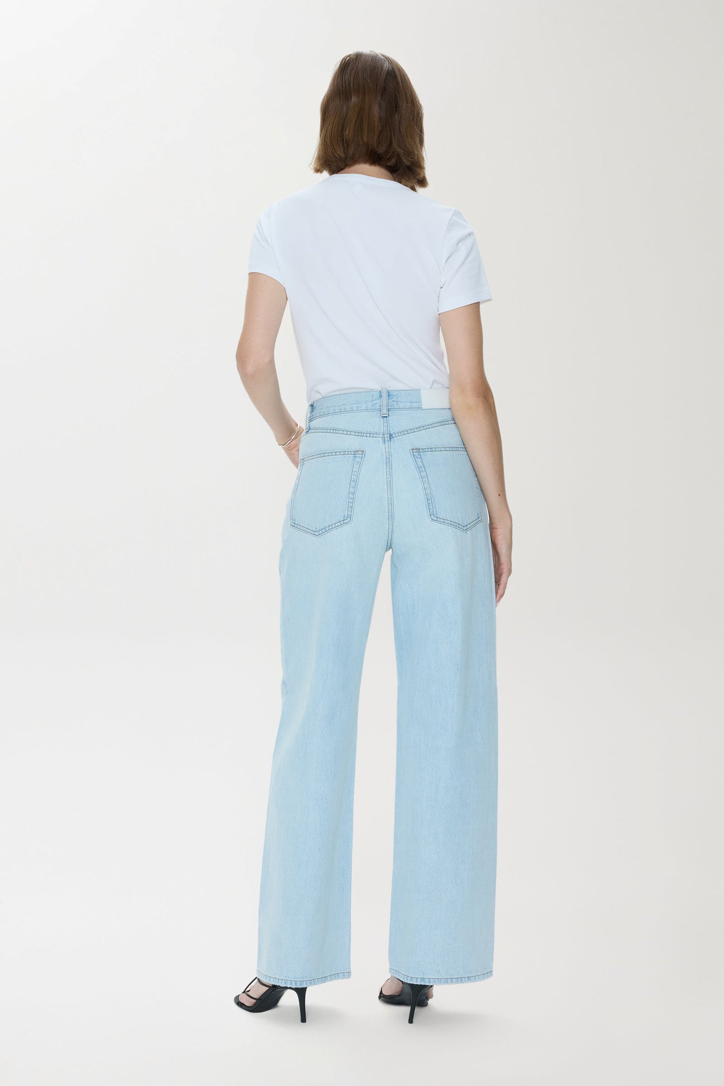 Allostudios – Tate Højtaljede Bowed Wide Leg Jeans - Lyseblå Denim