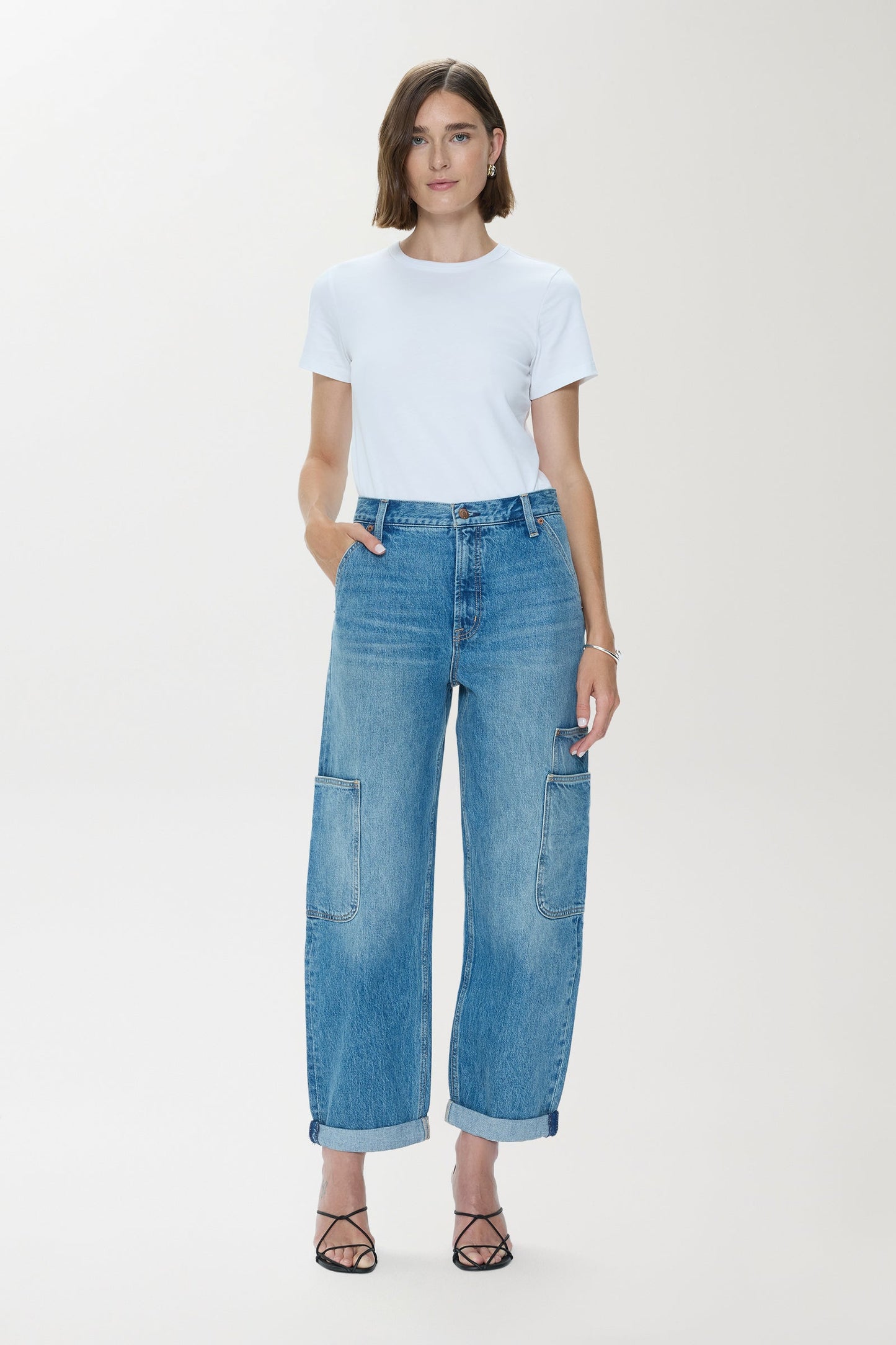 Allostudios – Sonny Højtaljede Barrel Jeans - Støvet blå