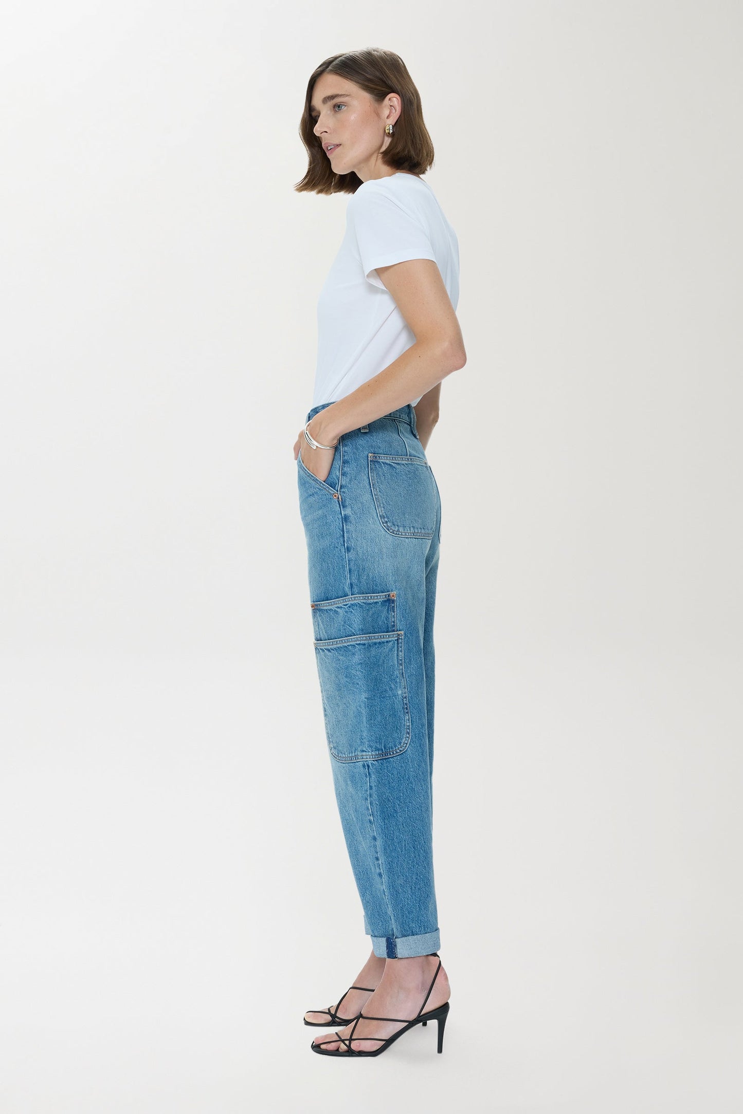 Allostudios – Sonny Højtaljede Barrel Jeans - Støvet blå