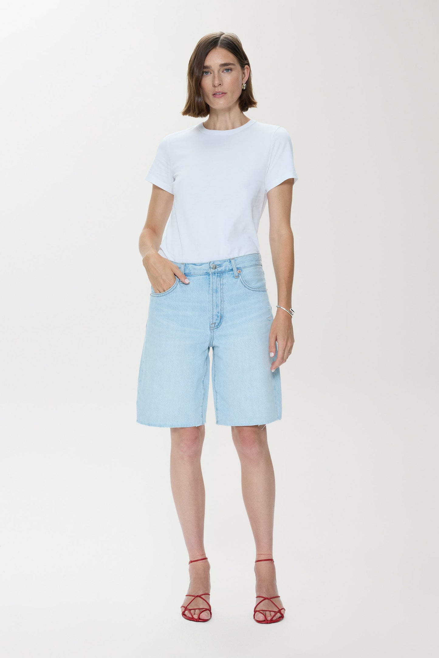 Allostudios – Nolan Relaxed Straight Cut Off Shorts - Vintage Lyseblå