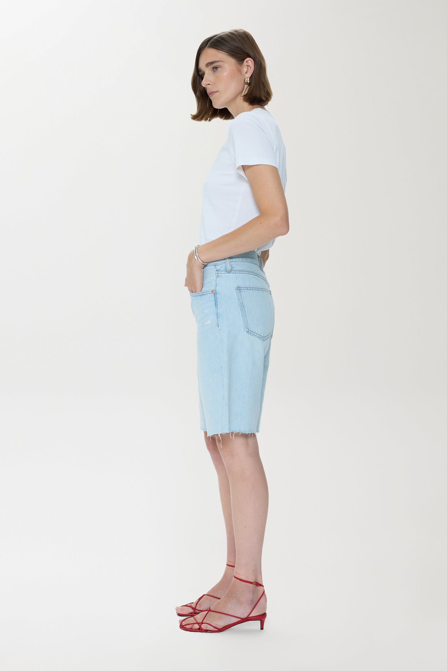 Allostudios – Nolan Relaxed Straight Cut Off Shorts - Vintage Lyseblå