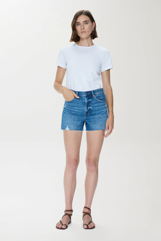 Allostudios – Nova High Rise Cut Off Shorts - Mellemblå Vintage