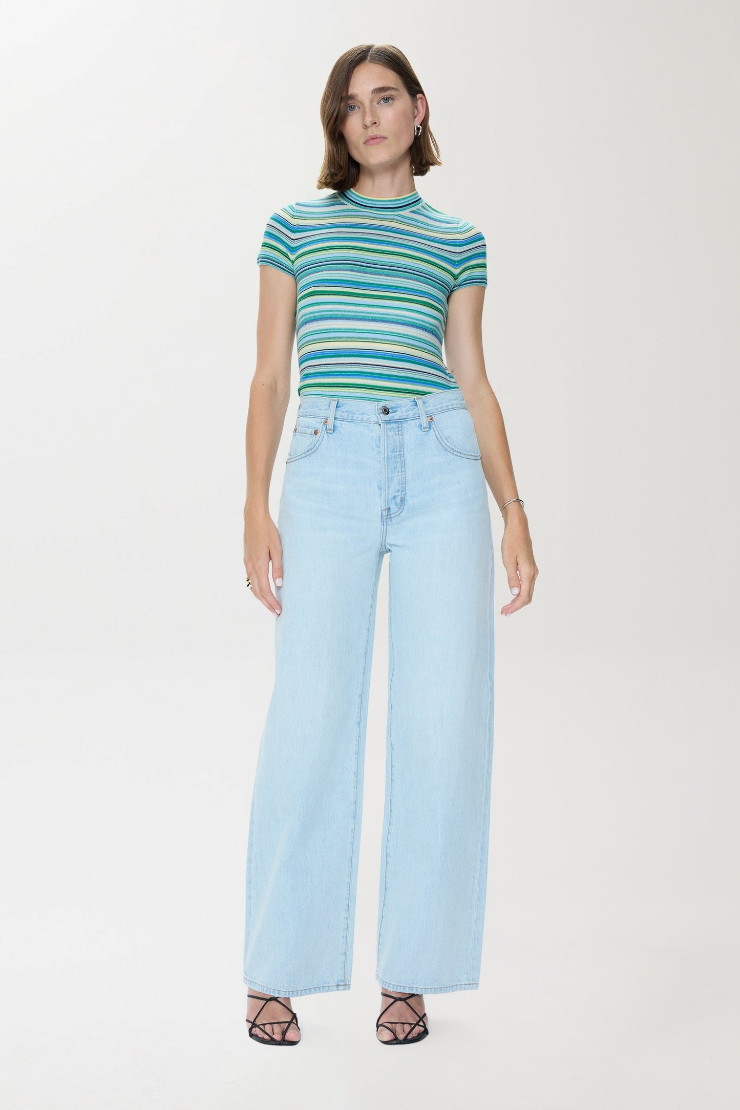 Allostudios – Selene Short Sleeve Sweater Tee - Blågrøn
