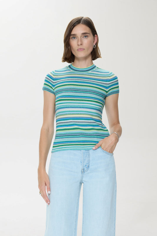 Allostudios – Selene Short Sleeve Sweater Tee - Blågrøn