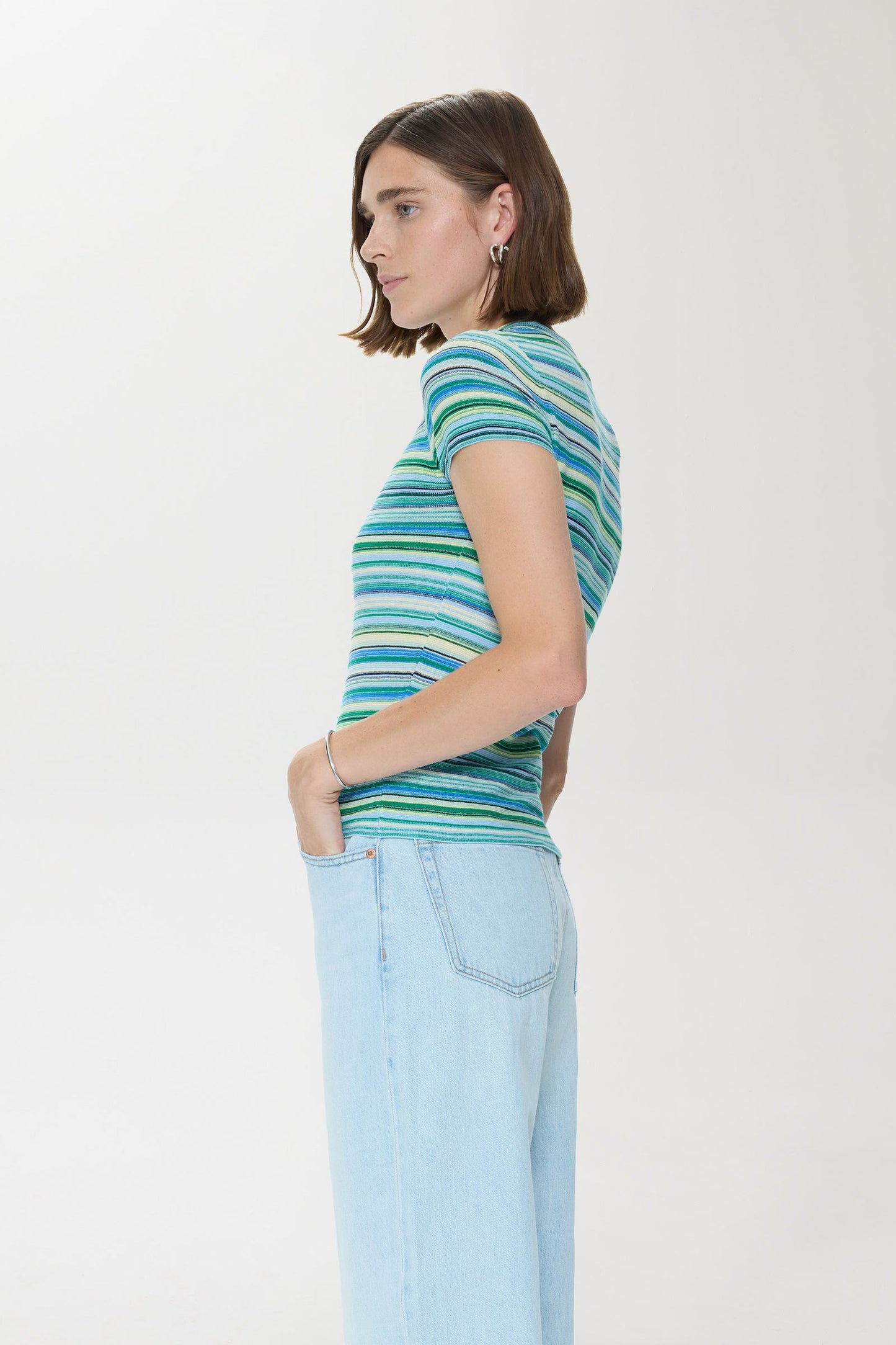 Allostudios – Selene Short Sleeve Sweater Tee - Blågrøn