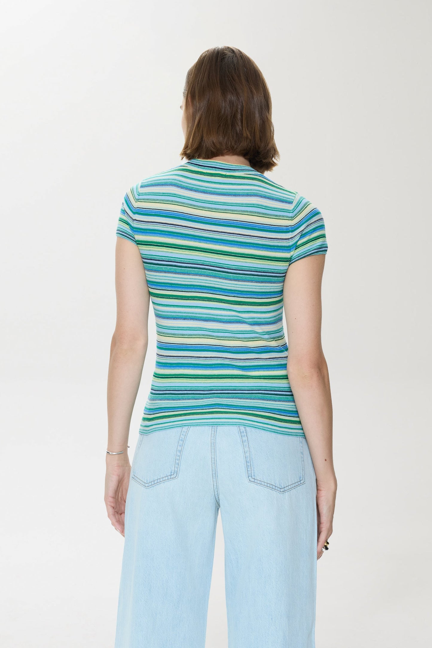 Allostudios – Selene Short Sleeve Sweater Tee - Blågrøn