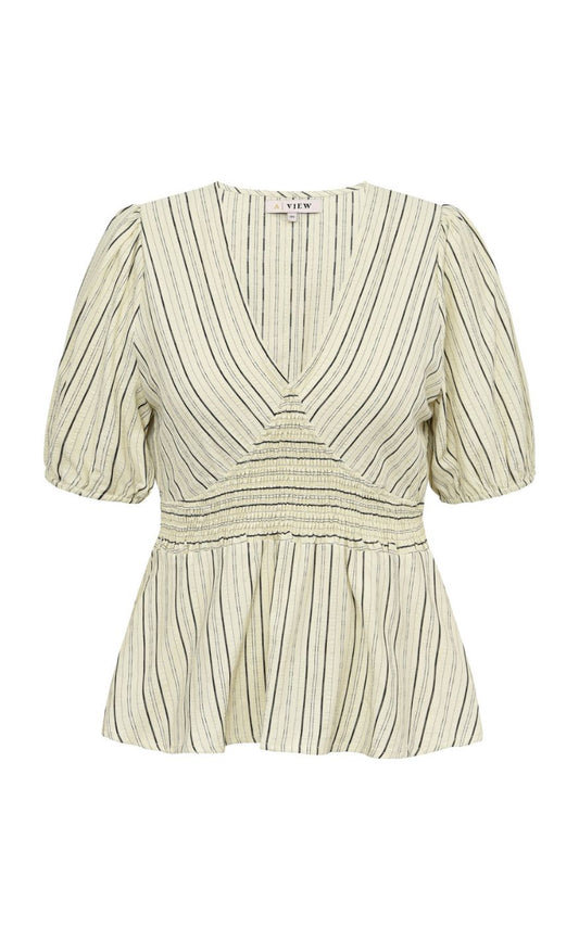 A-View Bluse - Lassie - Off White/Black Stripe - allostudios