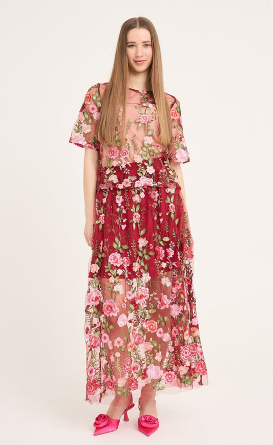 A-View Bluse - Fuschia - Bordeaux/Rose - allostudios
