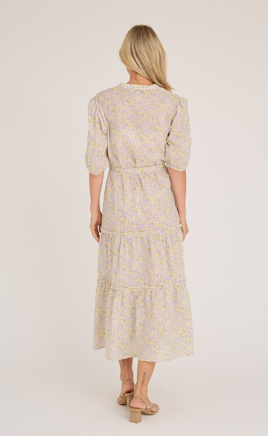 A-View Kjole - Kate V-neck - Lilac/Yellow - allostudios