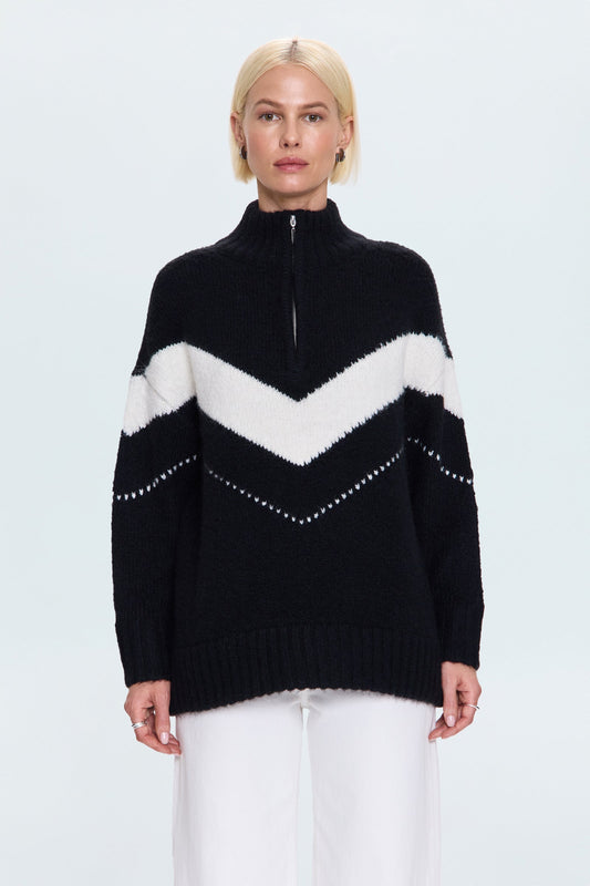 Allostudios – Arden Chevron Colorblock Strik - Sort Vanilla Ice