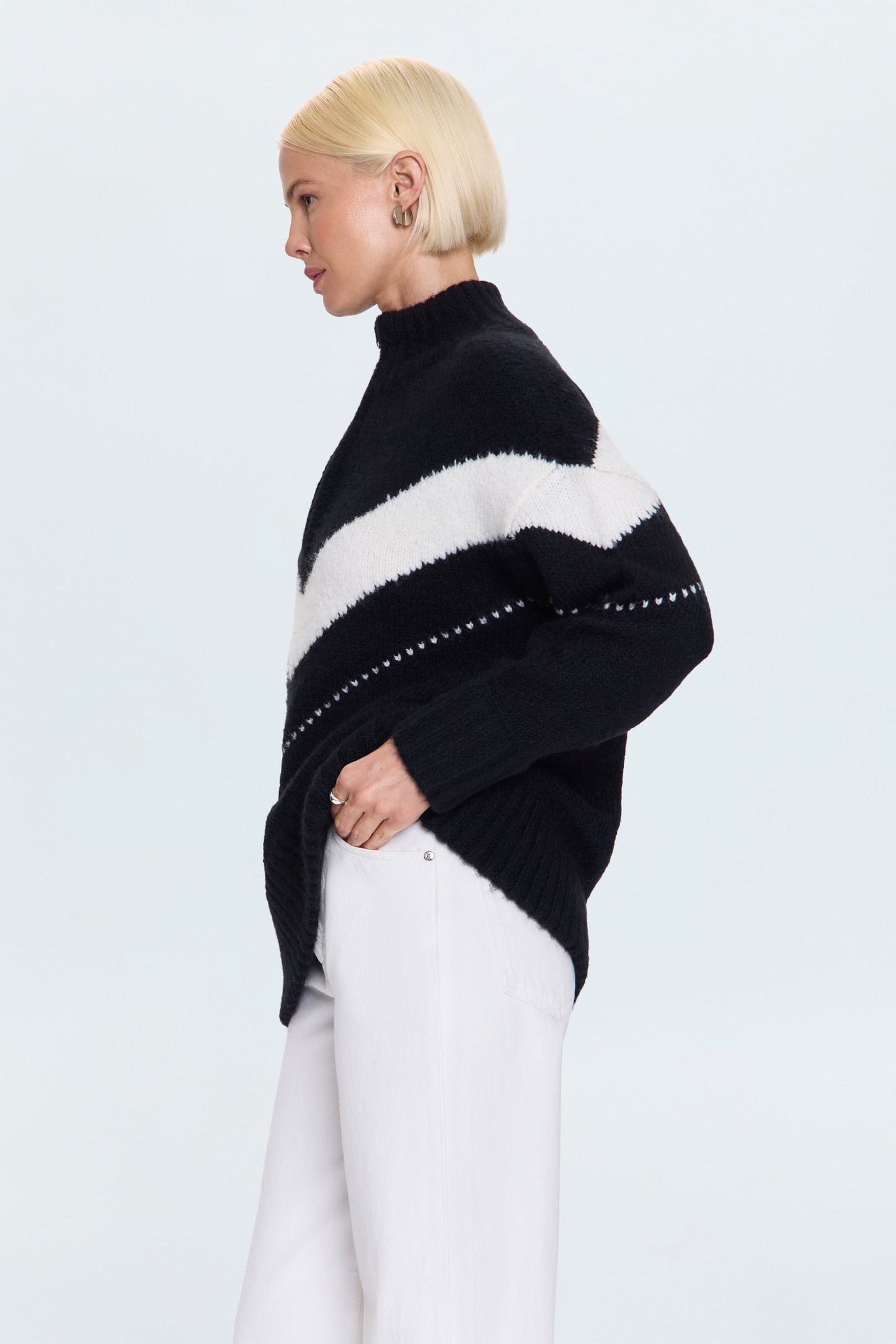 Allostudios – Arden Chevron Colorblock Strik - Sort Vanilla Ice