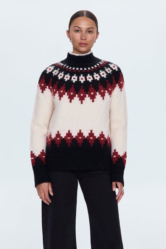 Allostudios – Astrid Strik Pullover Sweater - Hvid Oxblood
