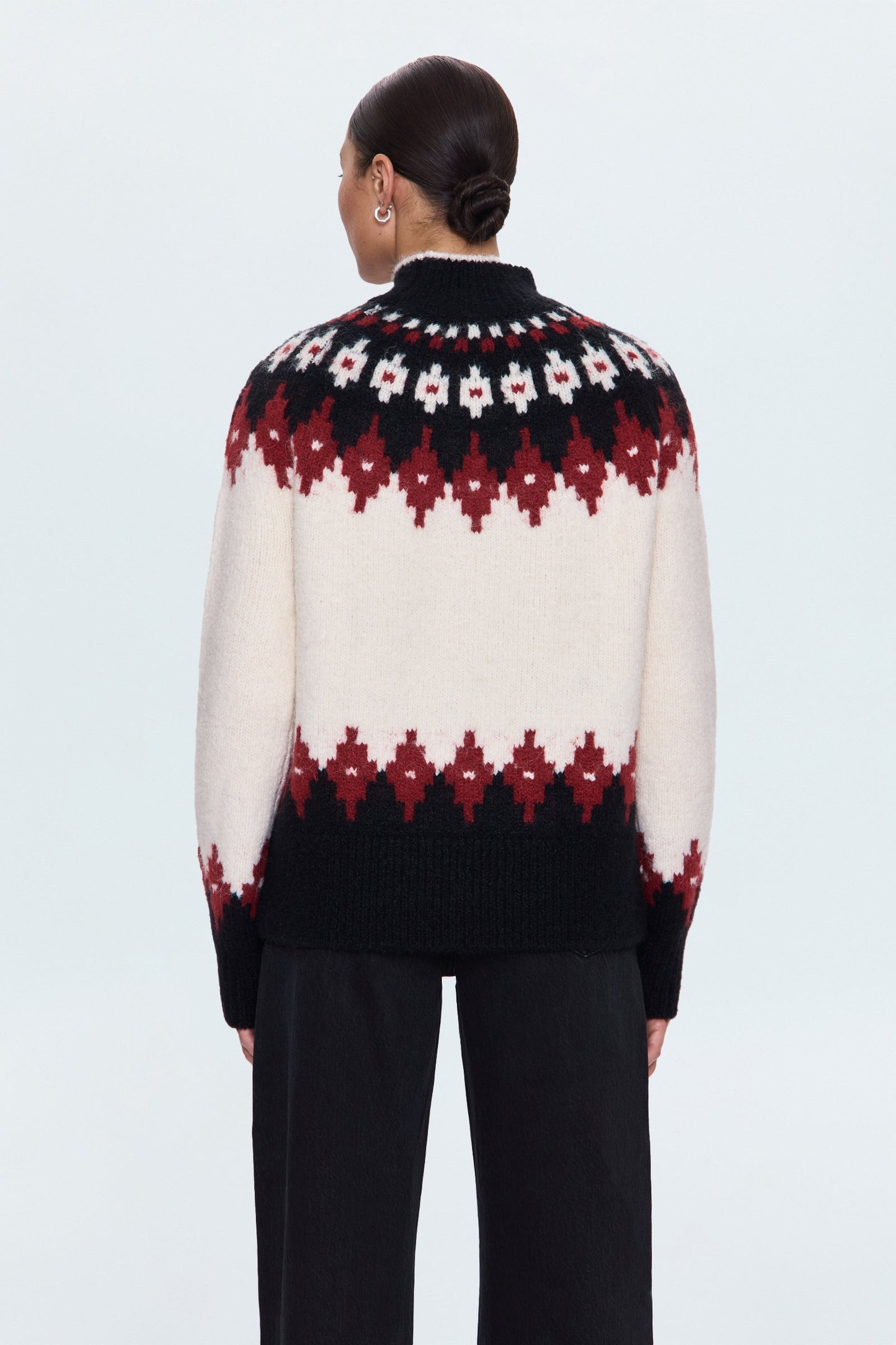 Allostudios – Astrid Strik Pullover Sweater - Hvid Oxblood