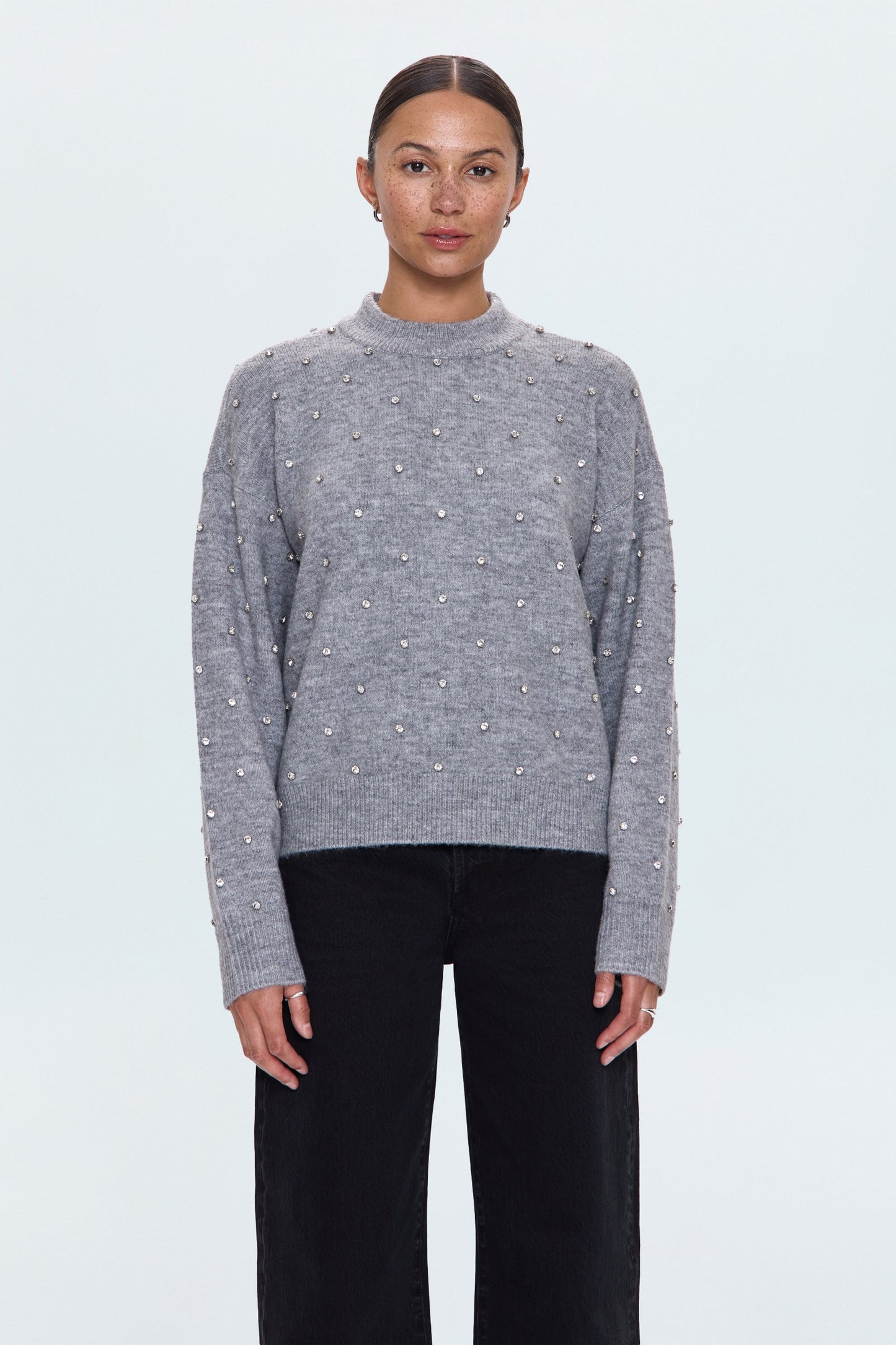 Allostudios – Aura Afslappet Crew Neck Sweater - Koksgrå Diamante