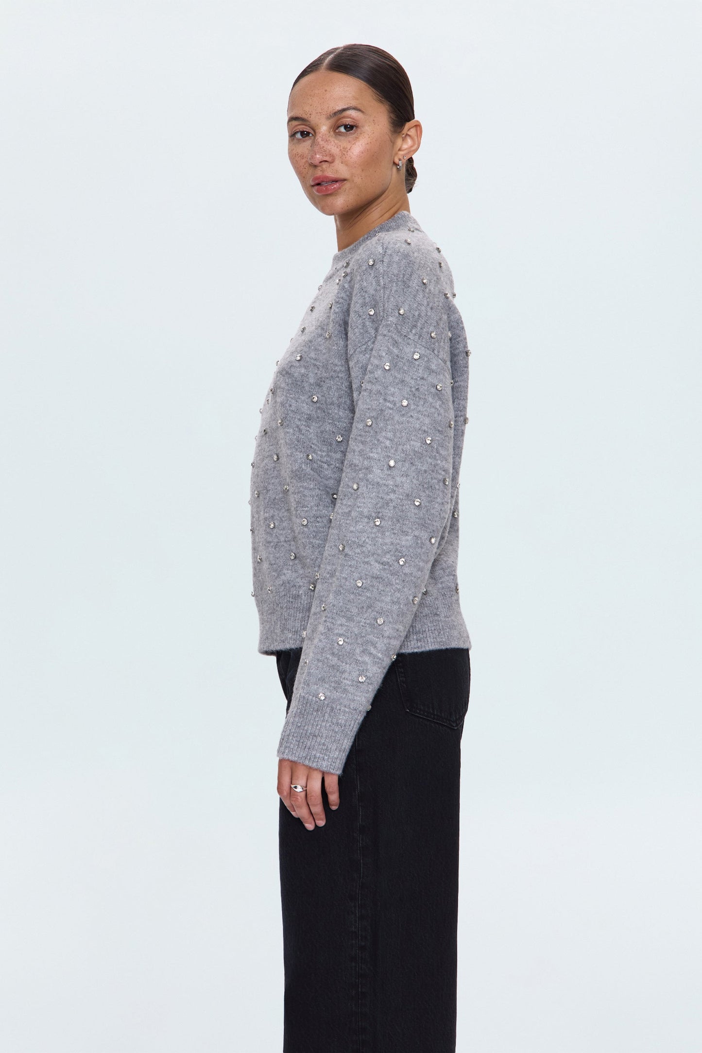 Allostudios – Aura Afslappet Crew Neck Sweater - Koksgrå Diamante