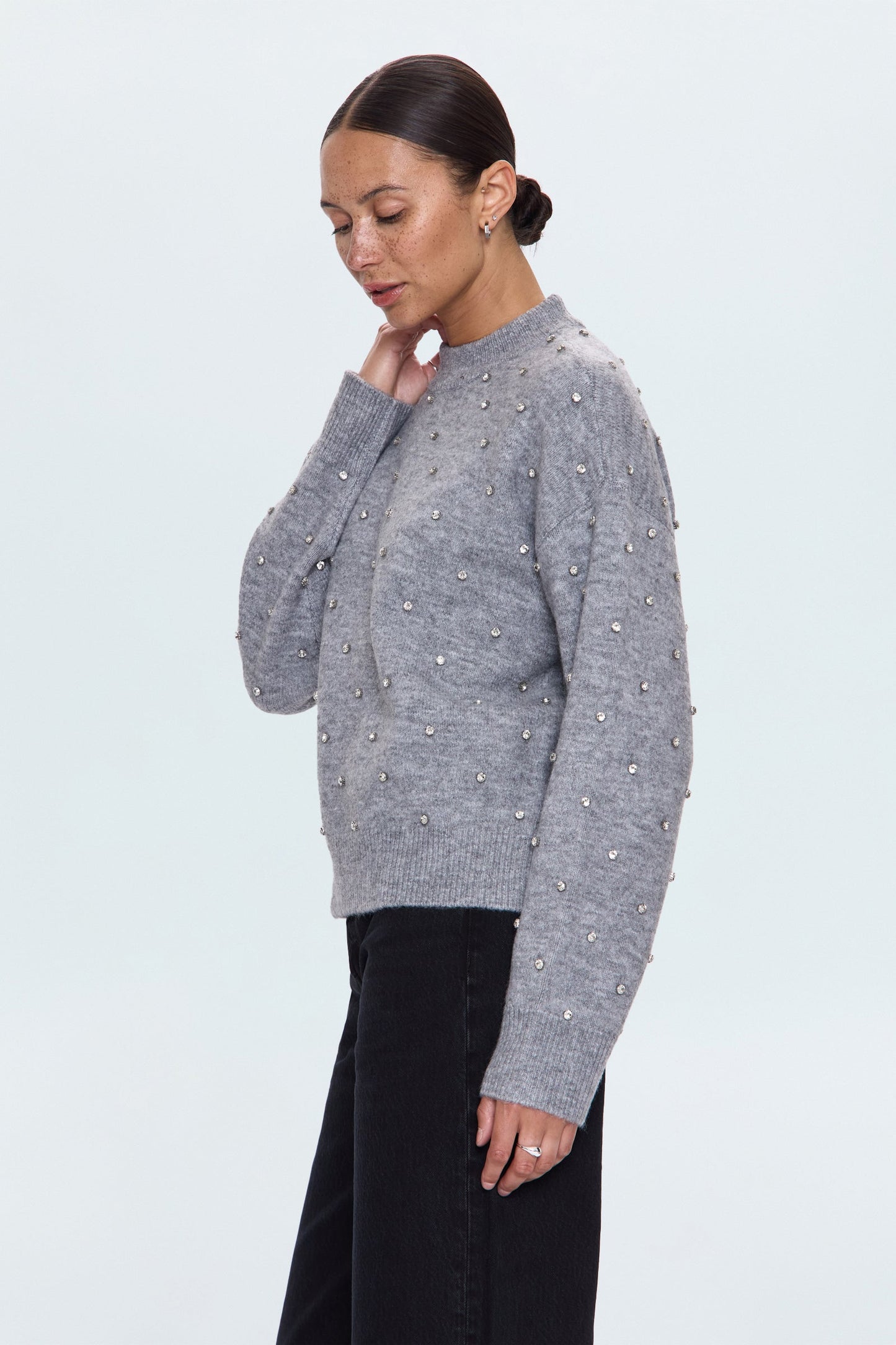Allostudios – Aura Afslappet Crew Neck Sweater - Koksgrå Diamante