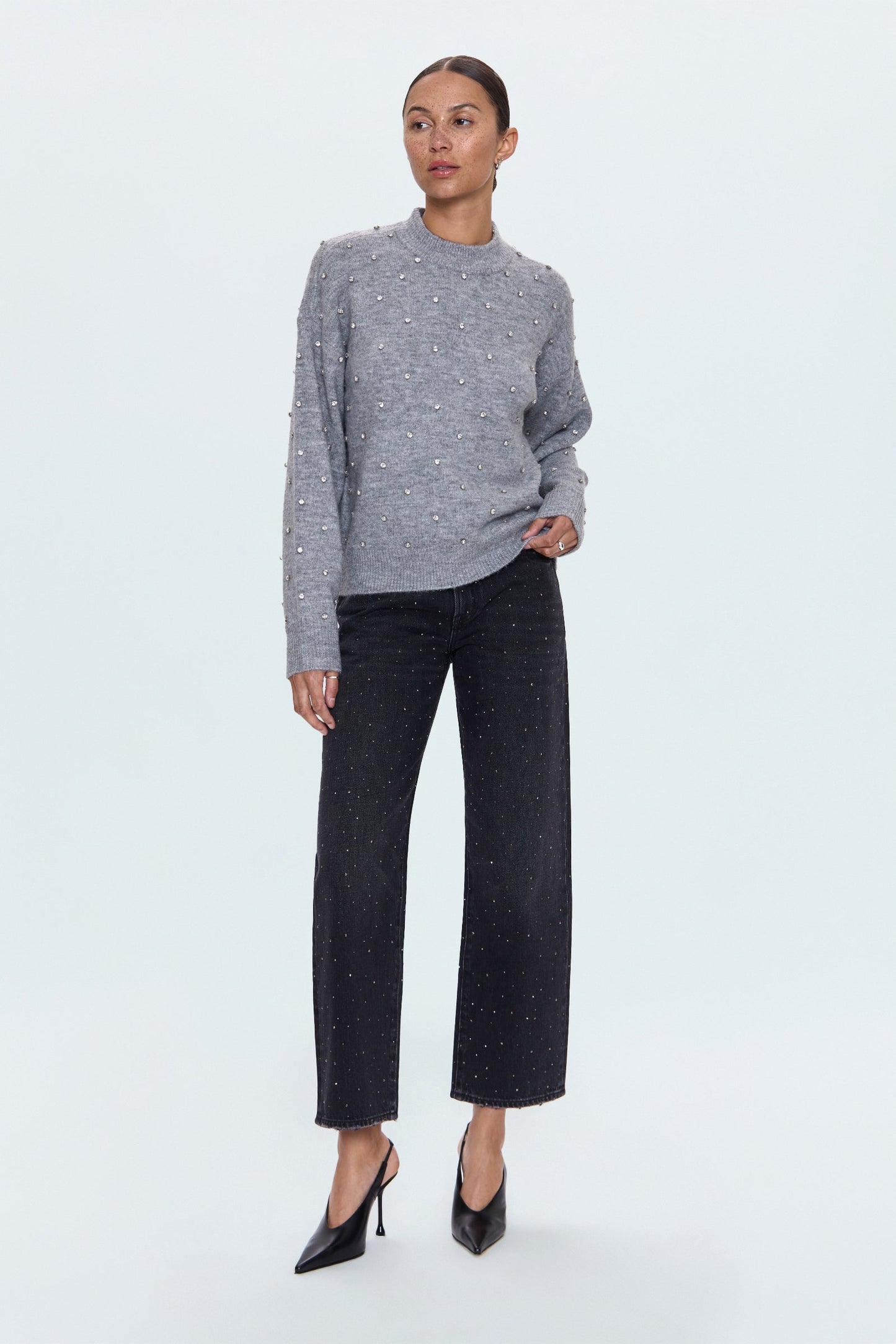 Allostudios – Aura Afslappet Crew Neck Sweater - Koksgrå Diamante