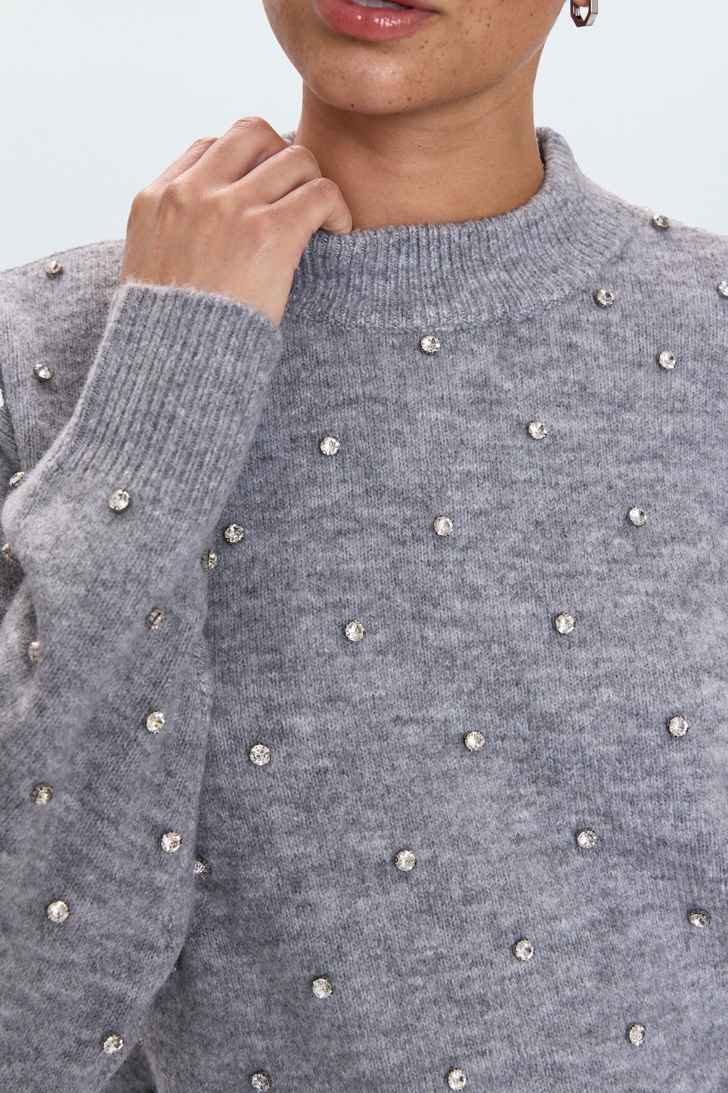 Allostudios – Aura Afslappet Crew Neck Sweater - Koksgrå Diamante