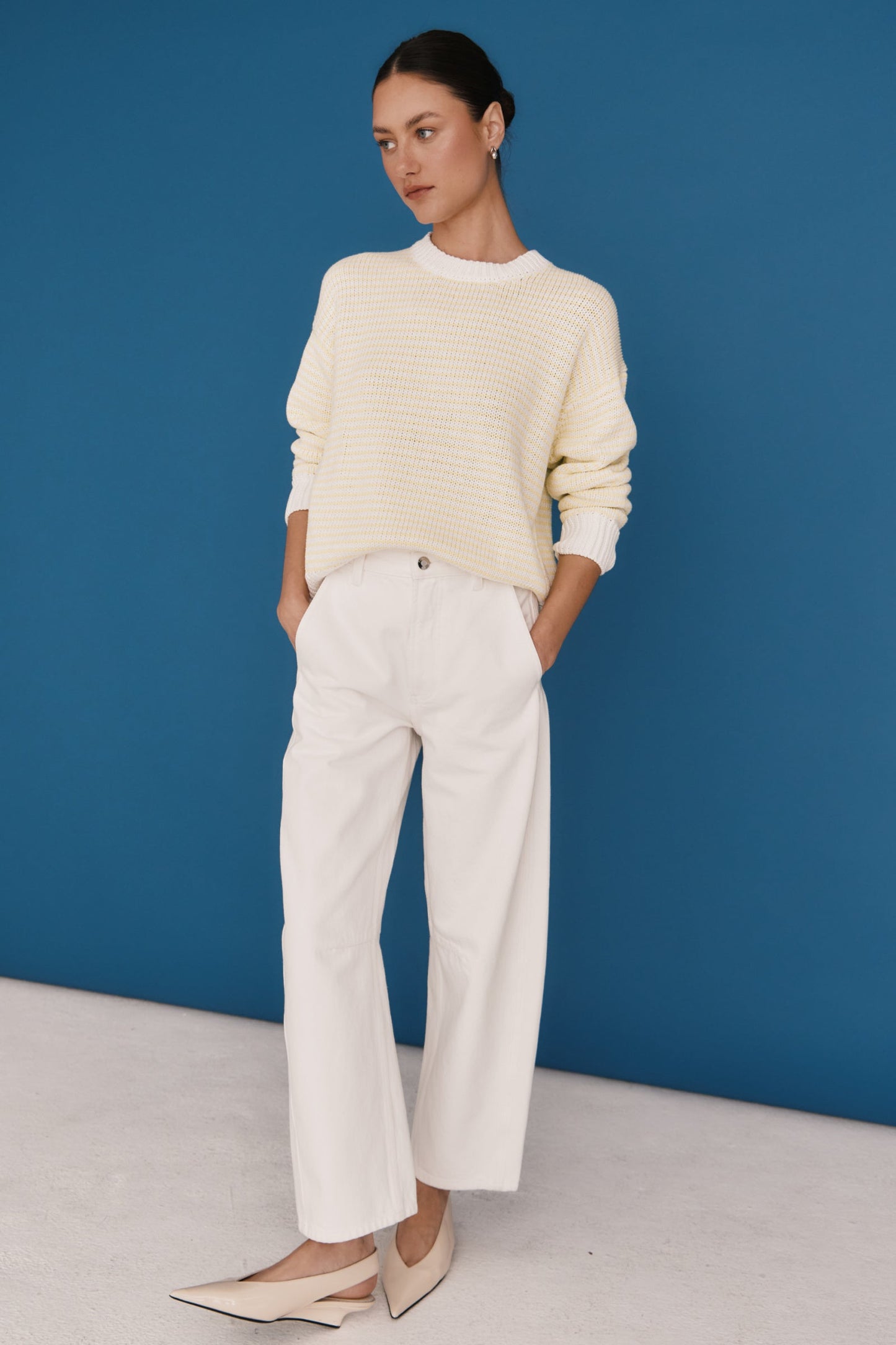 Allostudios – Beau Seamed Crescent Leg Jeans - Hvid Denim
