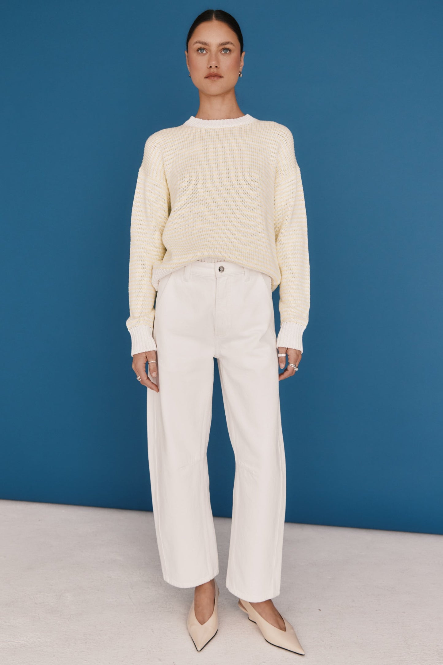 Allostudios – Beau Seamed Crescent Leg Jeans - Hvid Denim