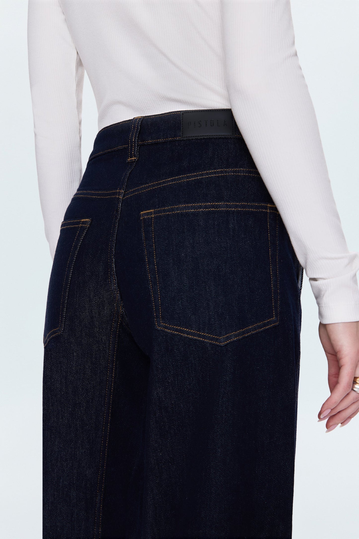 Allostudios – Beau Seamed Crescent Jeans - Mørk Marineblå Denim