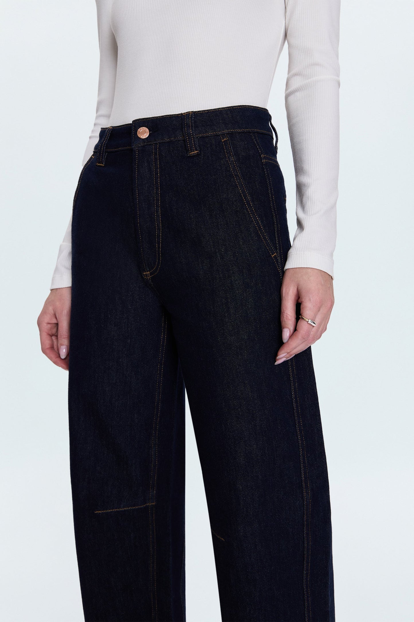 Allostudios – Beau Seamed Crescent Jeans - Mørk Marineblå Denim