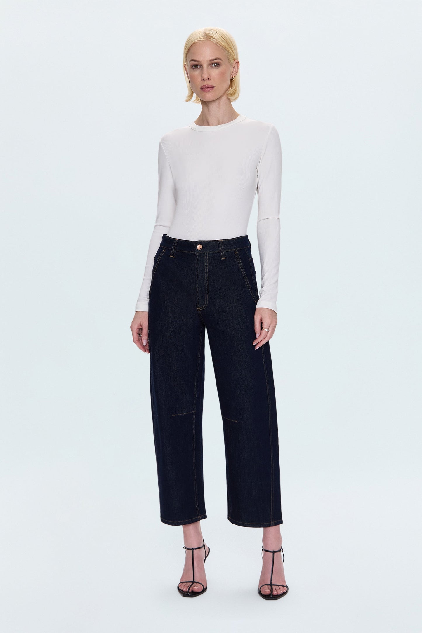 Allostudios – Beau Seamed Crescent Jeans - Mørk Marineblå Denim