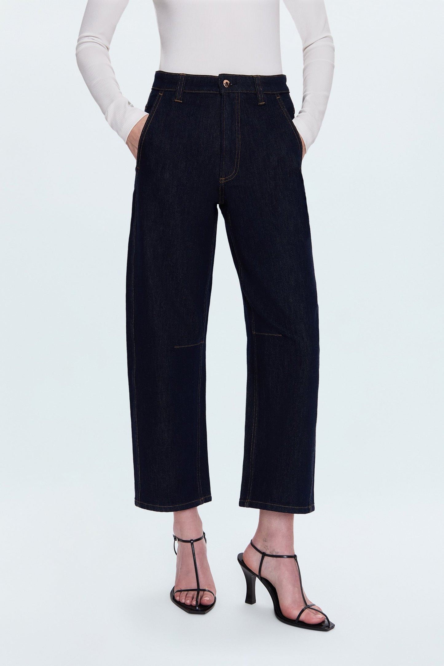 Allostudios – Beau Seamed Crescent Jeans - Mørk Marineblå Denim