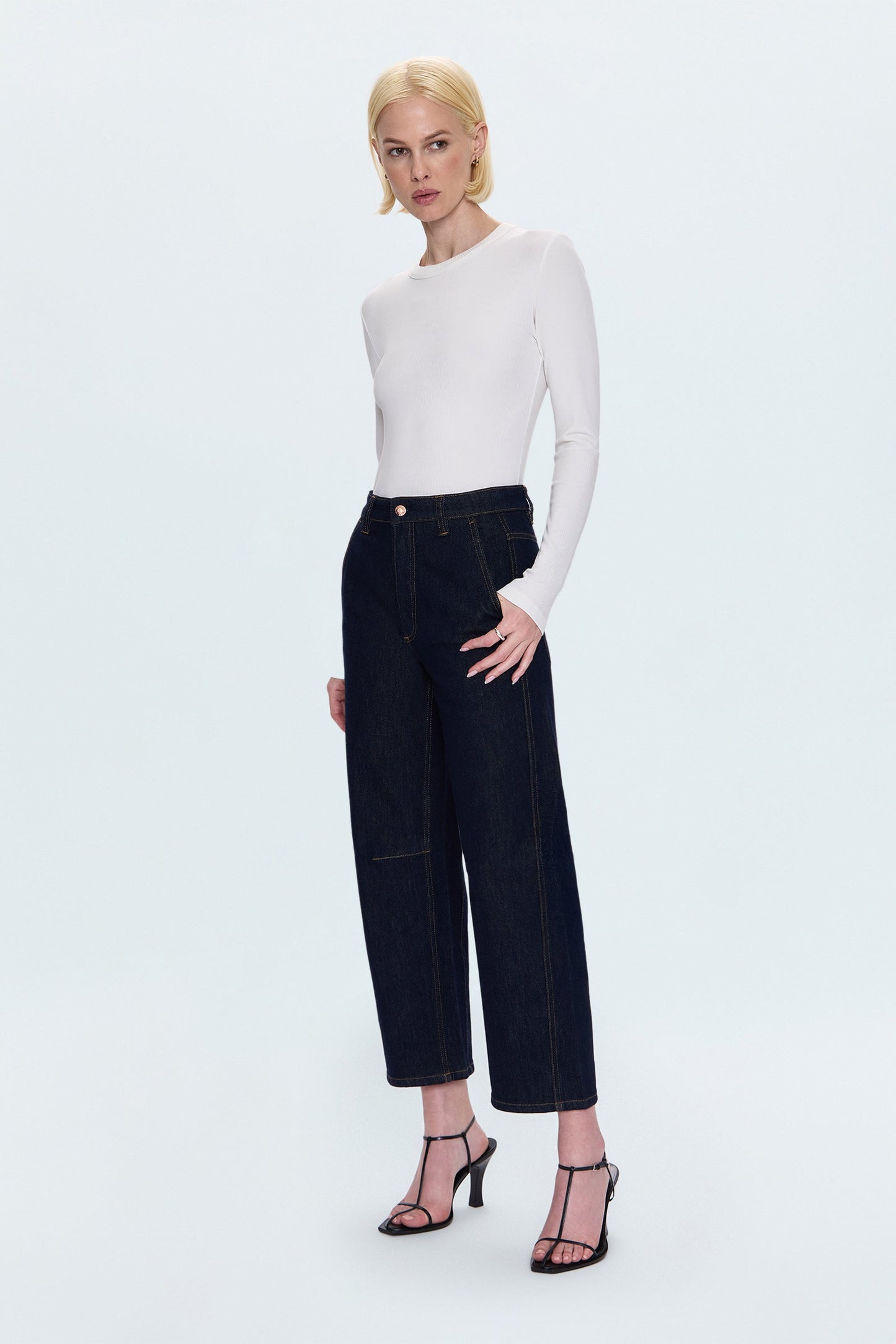 Allostudios – Beau Seamed Crescent Jeans - Mørk Marineblå Denim