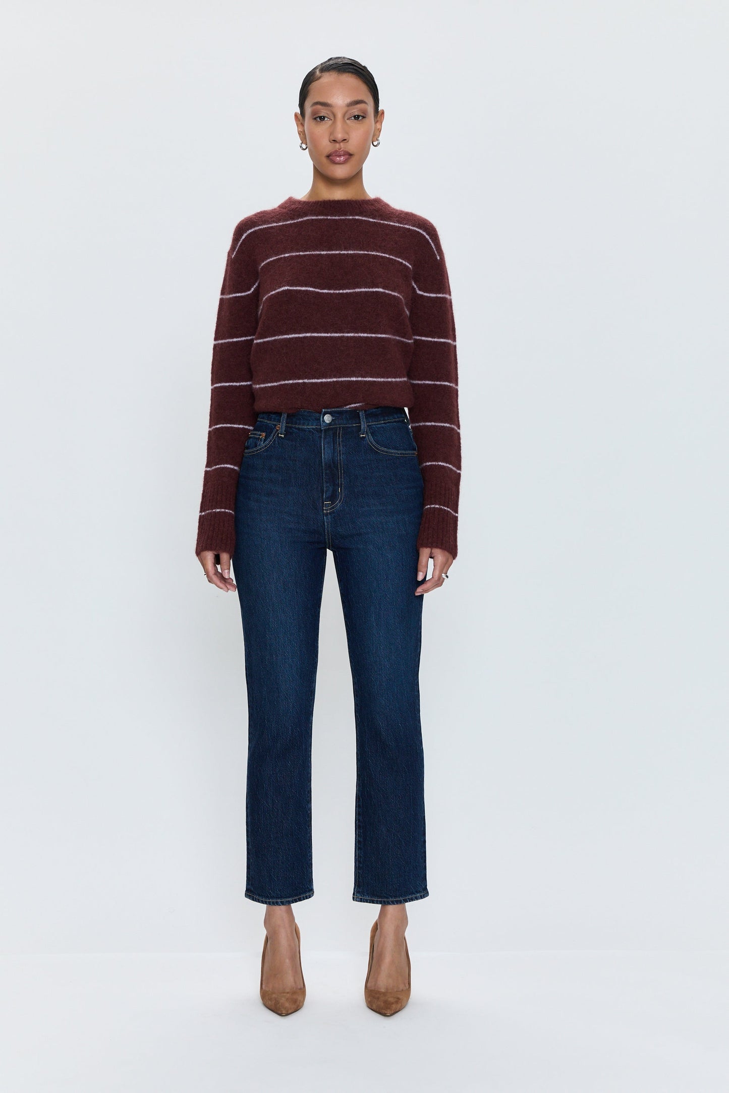 Allostudios – Bri Højtaljede Slim Straight Jeans - Midnatsblå Denim