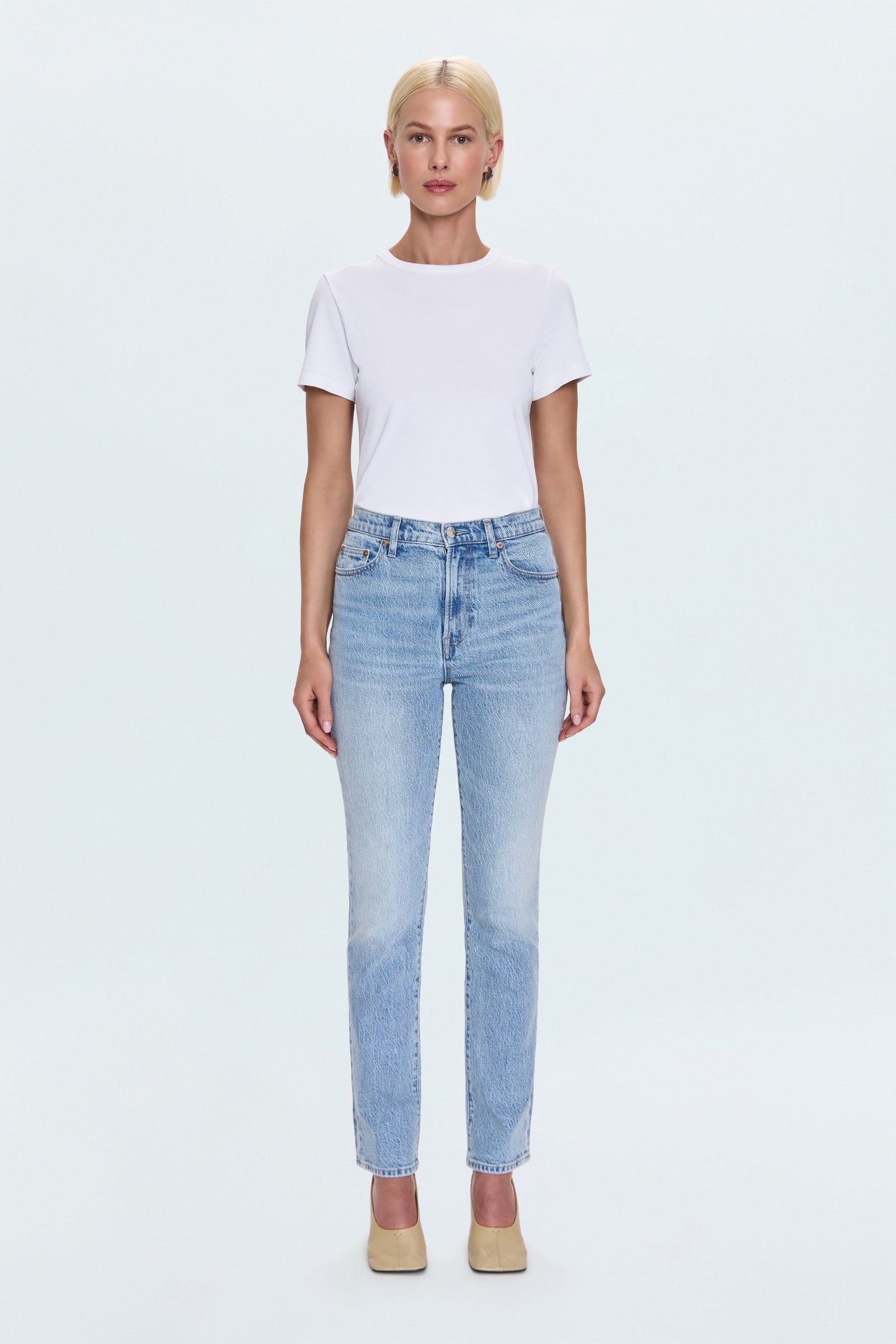 Allostudios – Bri Højtaljede Slim Straight Jeans - Lys Blå