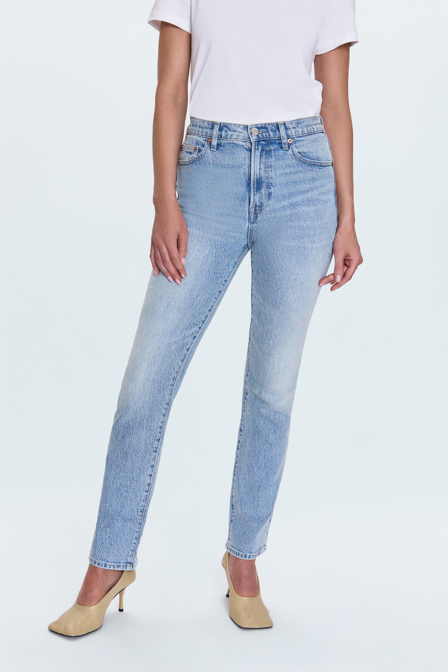Allostudios – Bri Højtaljede Slim Straight Jeans - Lys Blå